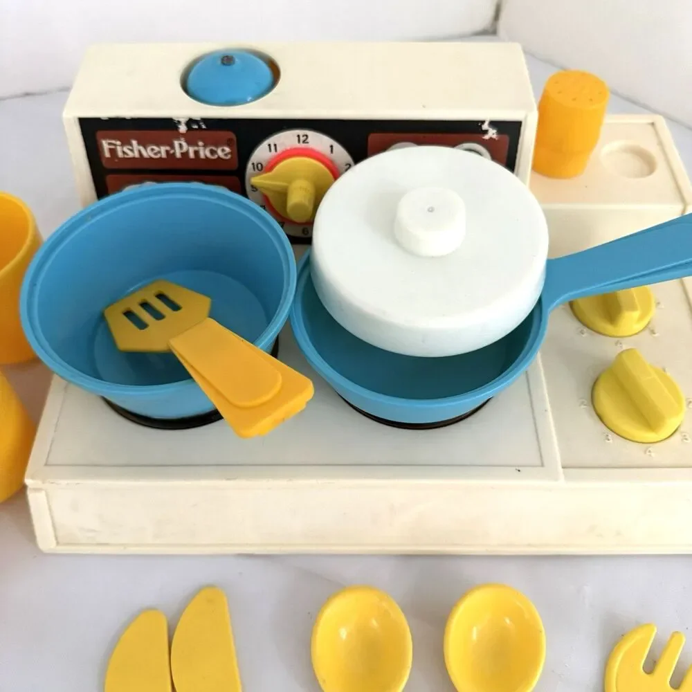 Vtg 1978 Fisher-Price Stove Top Glow Magic Burners 919 Accessories Bell WORKS